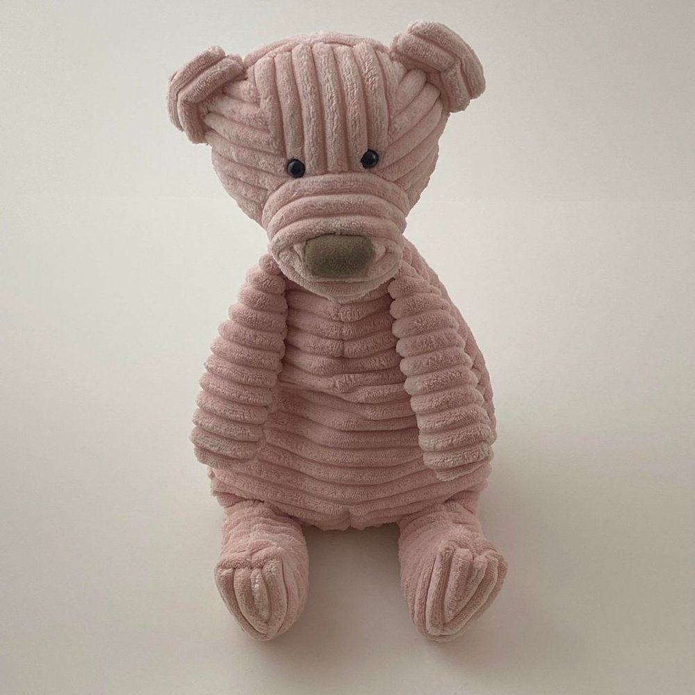Jellycat Baby London Pink Cordy Roy Ribbed Plush Bear Stuffed Animal Approx. 17"